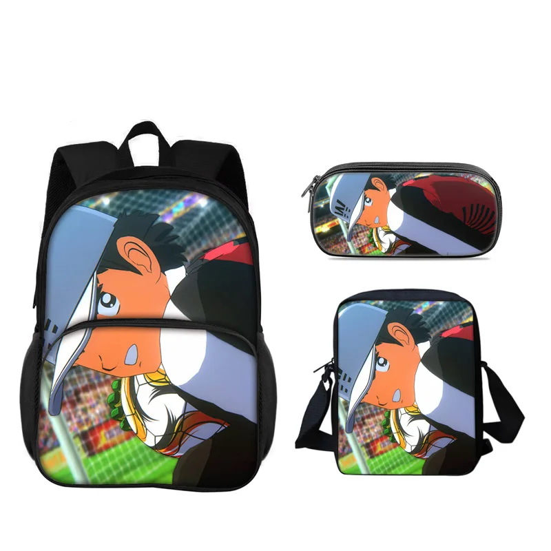 Captain Tsubasa Round Front Bag Backpack Pen Bag shoulder Bag 3Pcs Set Versatile  Boy or Girl School Birthday Best Gift