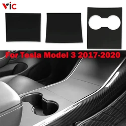 Tampa do console central para tesla modelo 3, envoltório do console central, ABS premium, carbono fosco, preto, decoração de interiores, kit de embrulho, 2017-2020