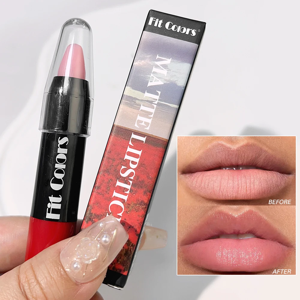 Matte Crayon ลิปสติก Lip Liner ปากกายาวนานเซ็กซี่ Nude Non-Stick CUP Lip Tint ดินสอแต่งหน้าเครื่องสําอางสําหรับผู้หญิง