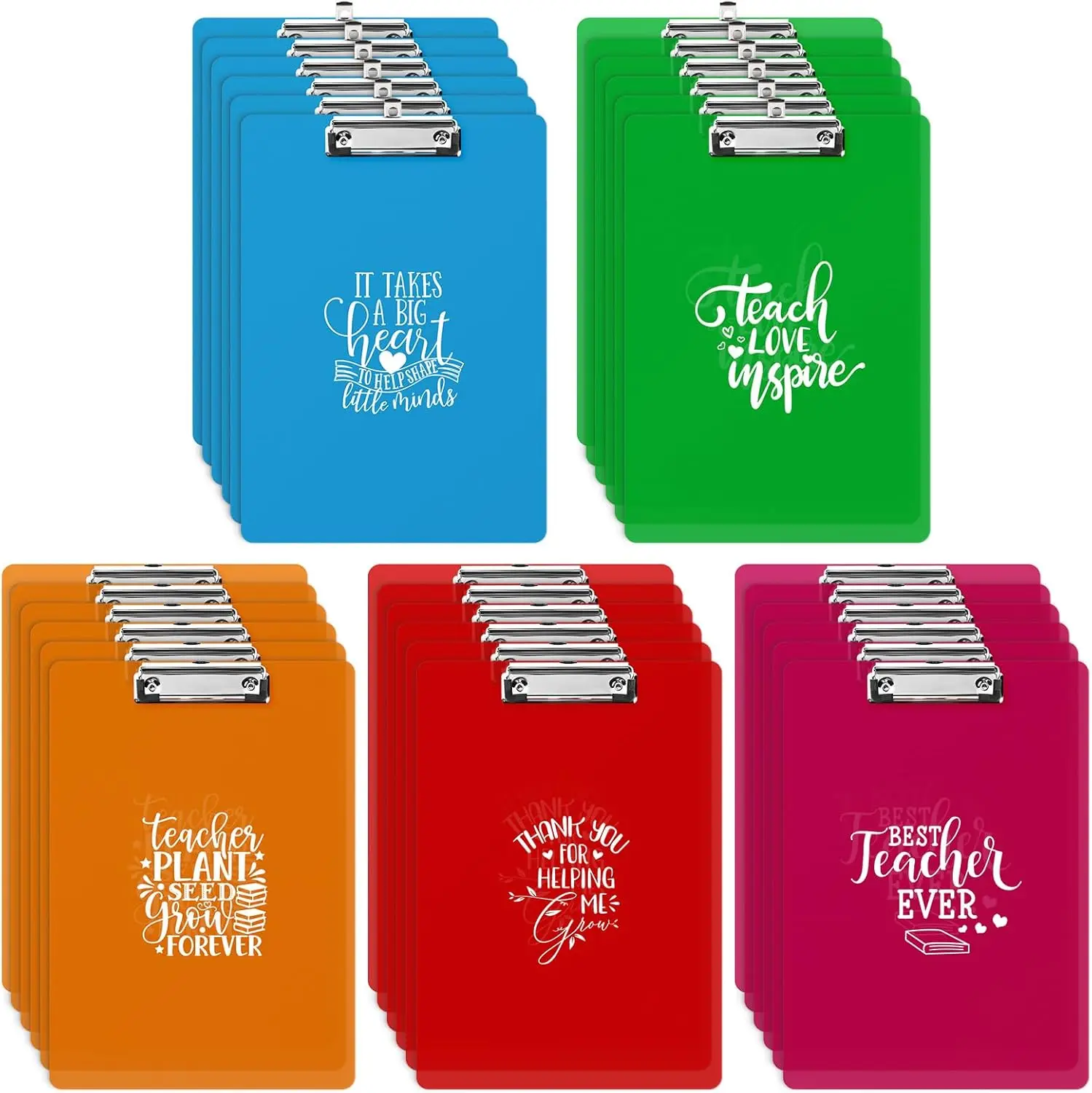

30 Pcs 5 Pcs Teacher Appreciation Week Gift Best Teacher Ever 12.4 x 8.86 Inch Clipboards for School Classroom