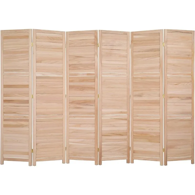 

Wood Room Divider Privacy Screen 5.9 Ft Tall Folding Partition Wall Freestanding Hinged Space Separator Indoor Natural 6