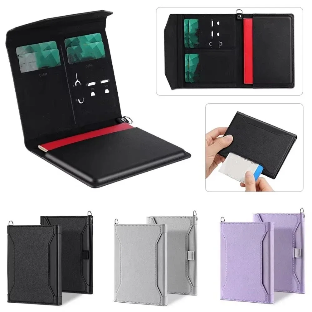 Portable Foldable Passport Wallet Large Capacity PU Leather RFID Blocking Wallet Airplane Ticket Protector Waterproof