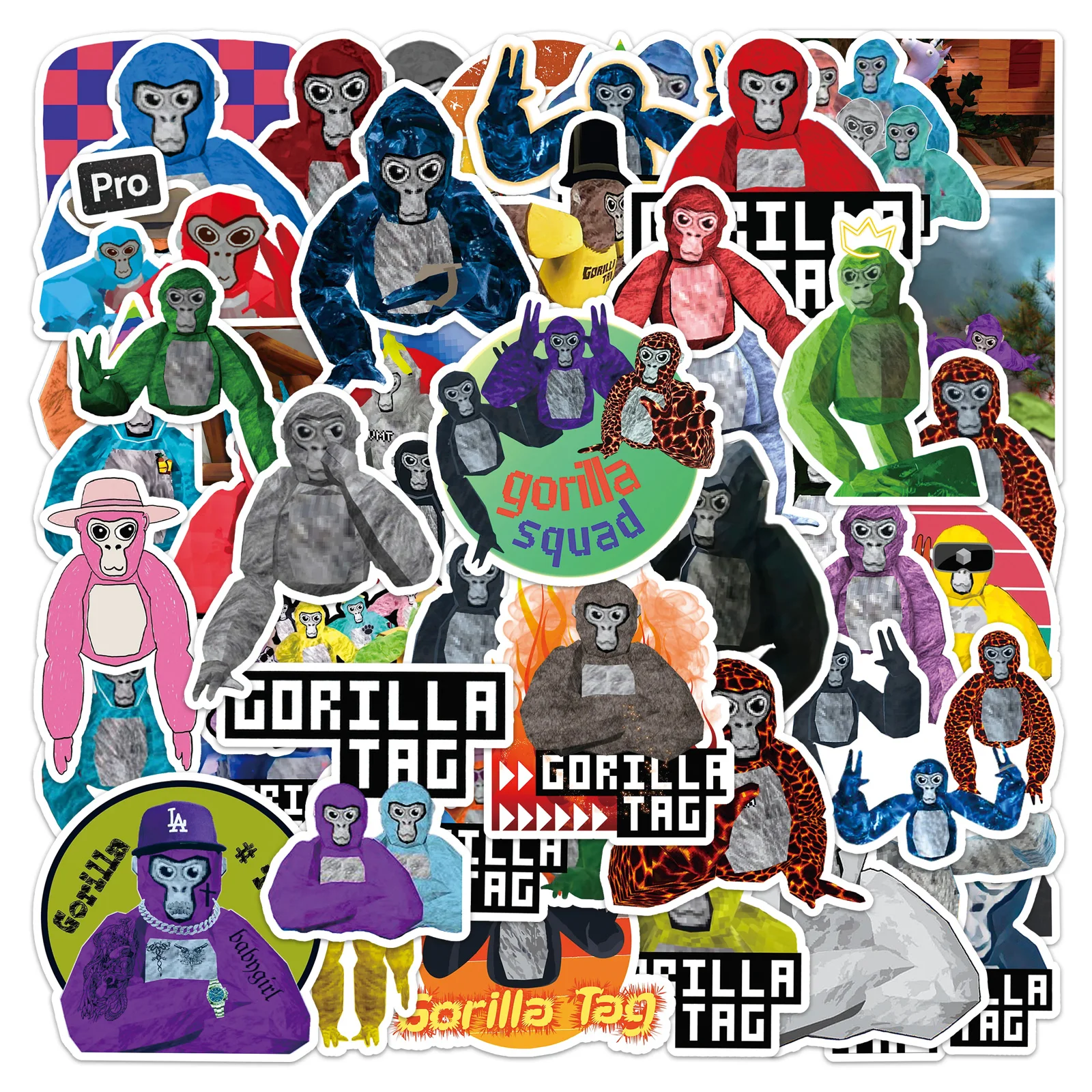 

50Pcs Cute Cartoon gorilla tag Series Cartoon Cute Waterproof Sticker Skateboarding Retro home decal Sticker