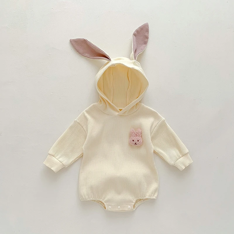 3 6 12 18 24 Months Baby Romper Cute Rabbit Ears Hooded Infant Girl Jumpsuit Spring Autumn Cotton Baby Boy Clothes Birthday Gift