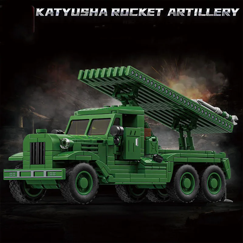 Military WW2 Katyusha BM-13 Rocket Artillery Block DIY Soviet War Vehicles Building Brick Toys For Boys Kids