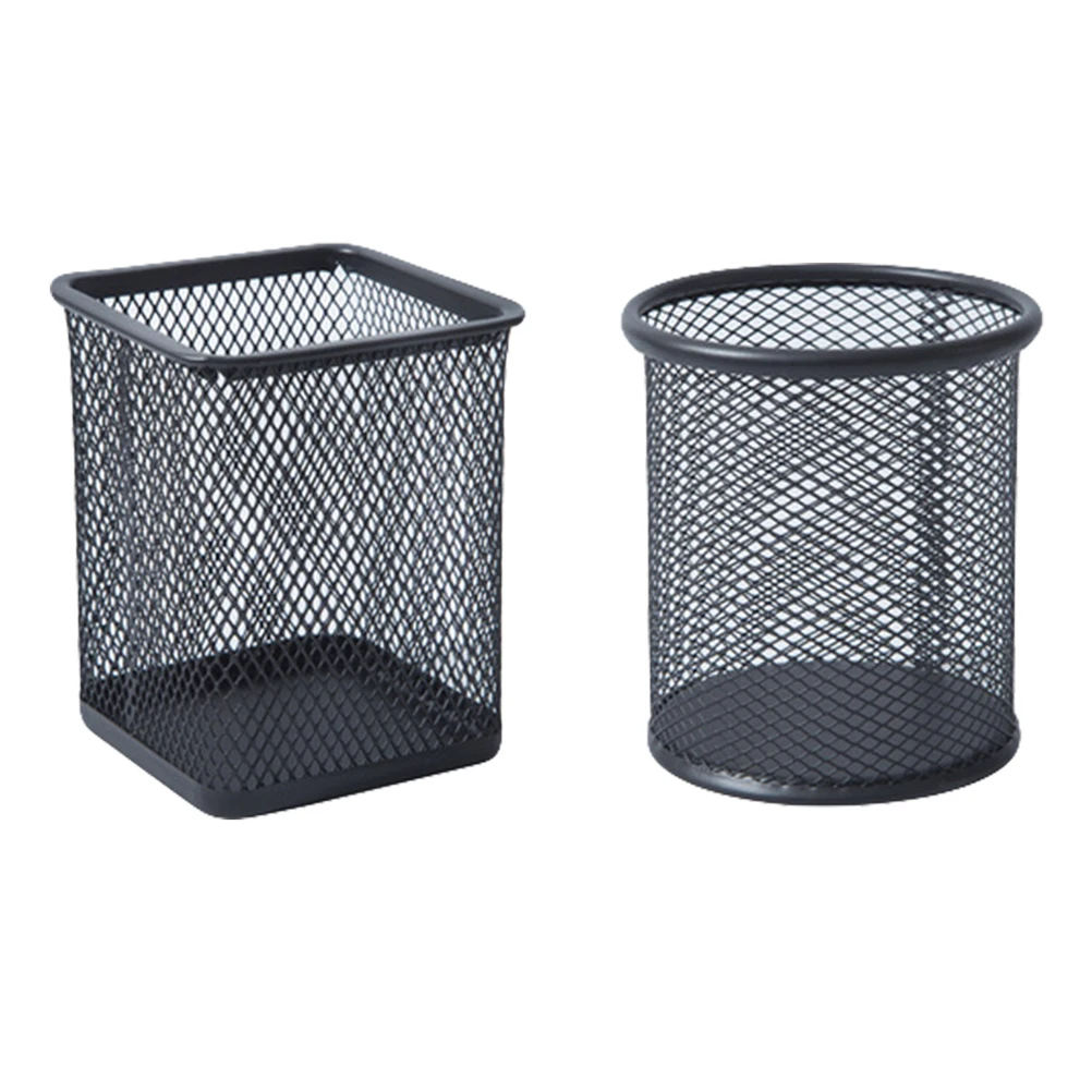 

2Pcs Metal Mesh Pen Holders Sturdy Iron Desk Organizers Multipurpose Stationery Storage Containers For Pencils Rulers Brushes