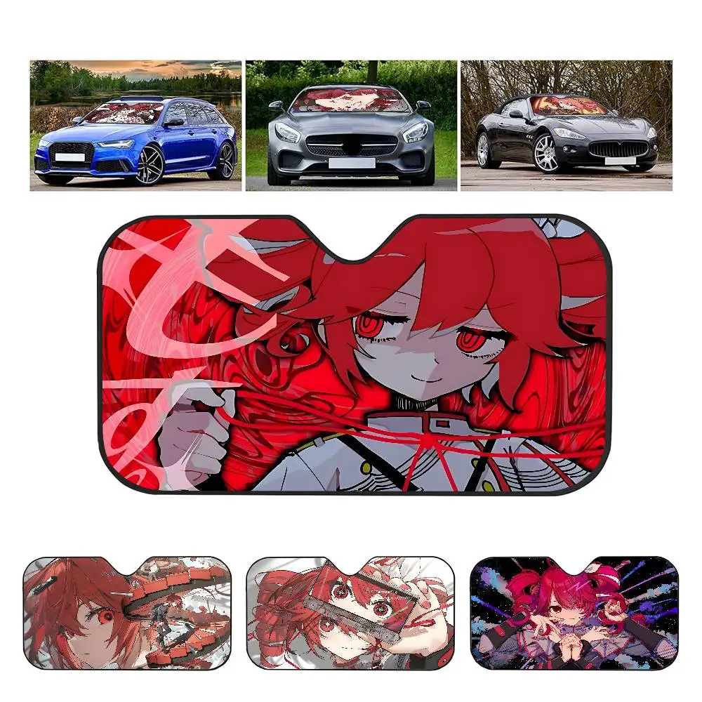 Cute Anime Girl K-Kasane Teto Car Sunshade Covers Cover Universal Windscreen Folding Visor Windshield Auto Sun Shade Accessories