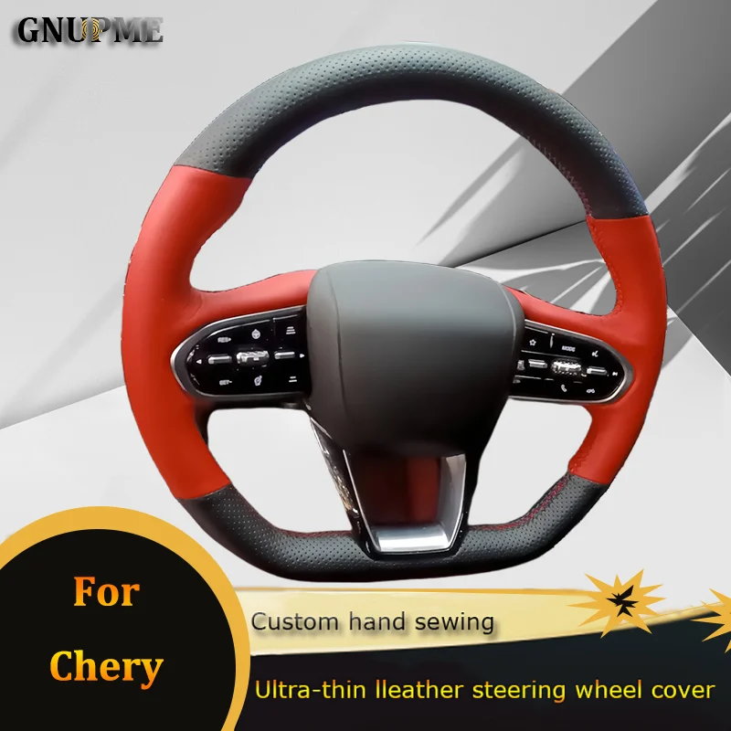 

Custom Car Steering Wheel Cover Non Slip Perforated Genuine Leather For Chery Arezer 8 2022 2023 2024 Car Accessories