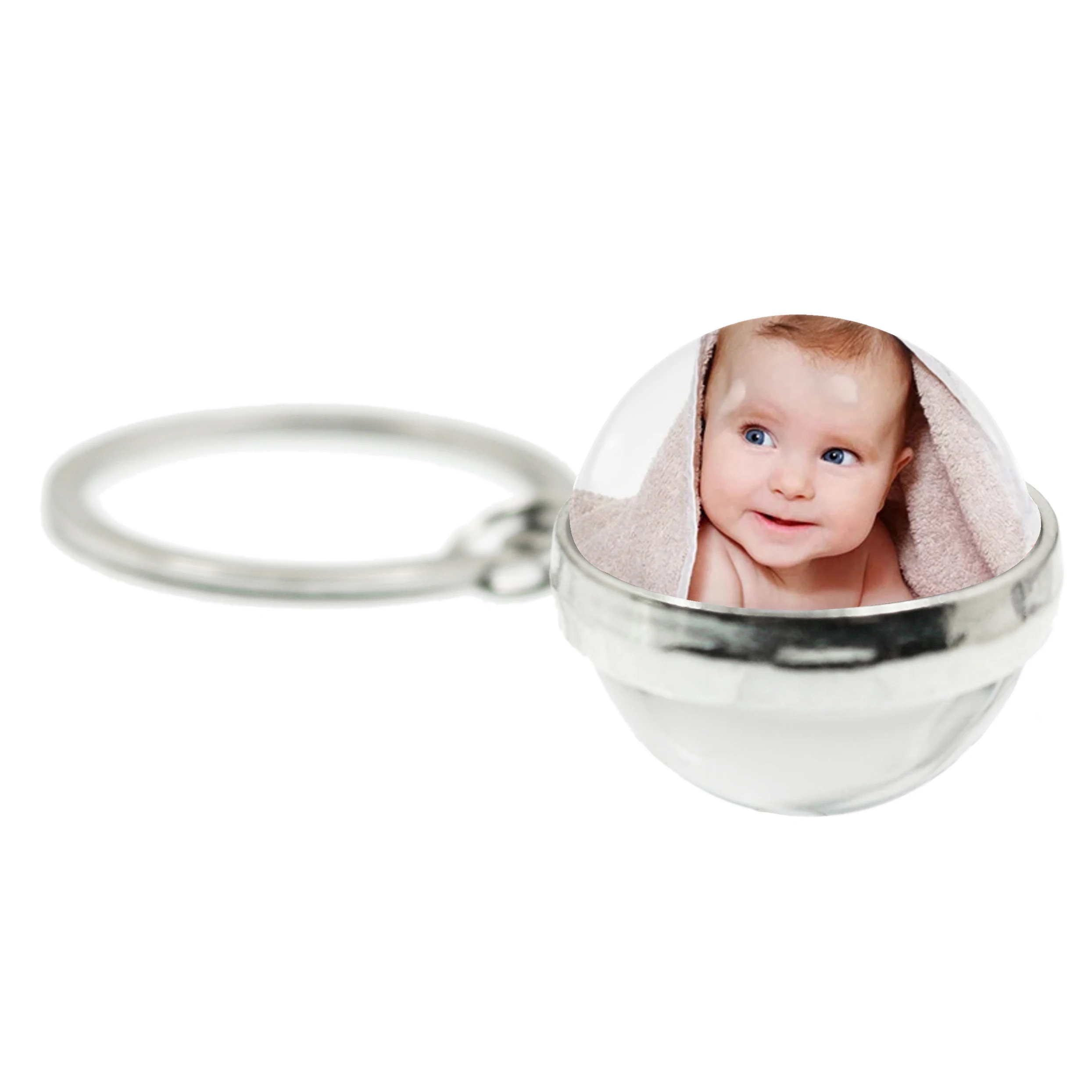 Personalized Custom Ball Keychain Photo Mum Dad Baby Children Grandpa Parents Custom designed Photo Gift For Family Gift