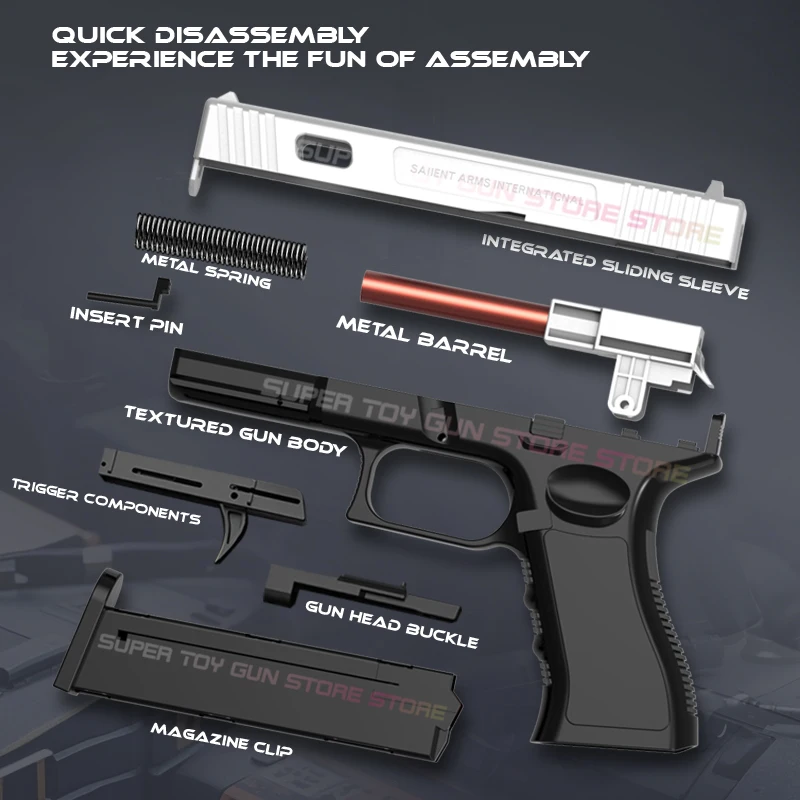 Pistola de juguete G18. Pistola de aire comprimido CS, arma de tiro, pistola de juguete, carcasa automática, lanzamiento de bala suave, pistola de juguete (desmontaje rápido)