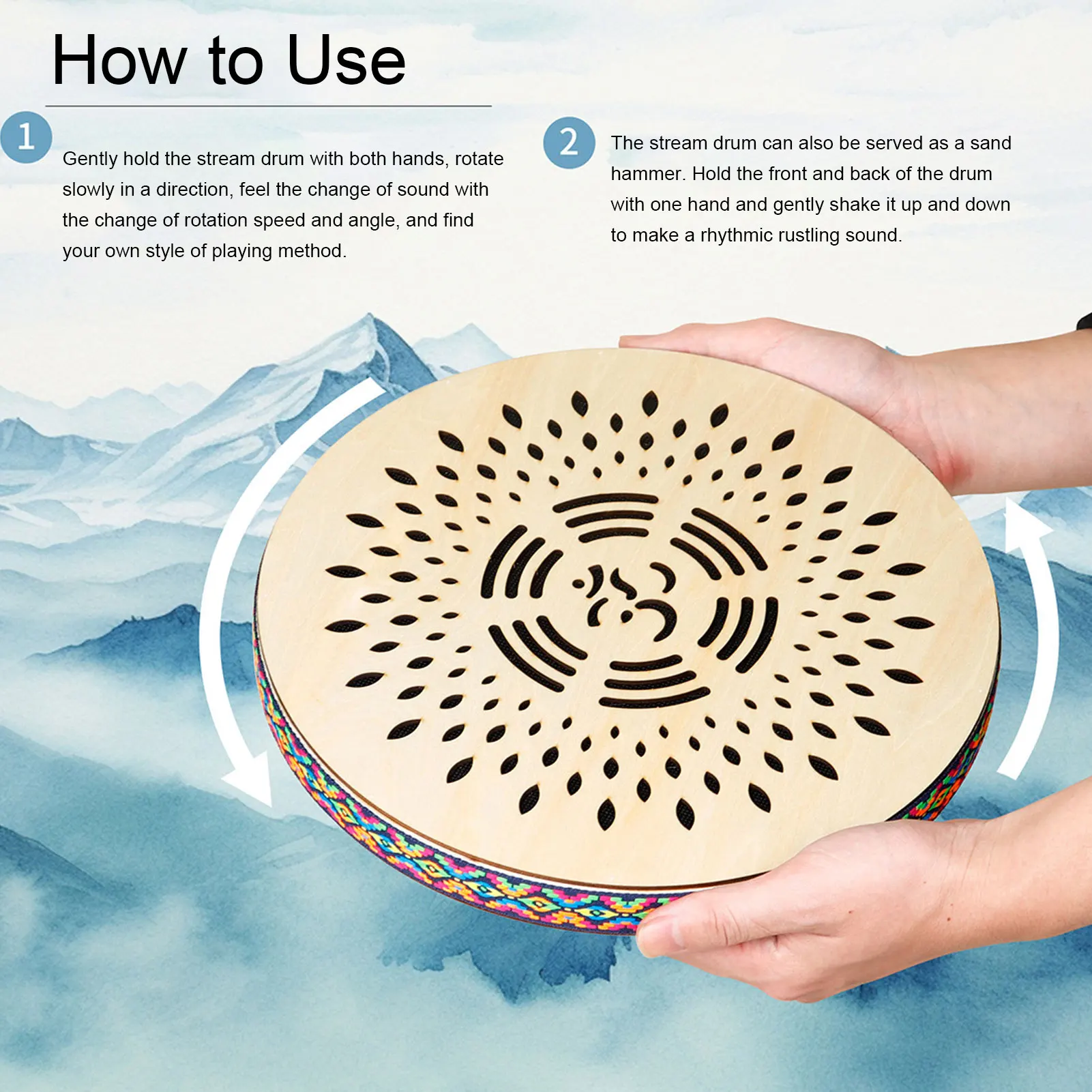 12 بوصة تيار طبل المحيط المطر الصوت اليد قرع طبل غرامة براعة سهلة الاستخدام المحمولة لتجمع حفلات الحفلات الموسيقية