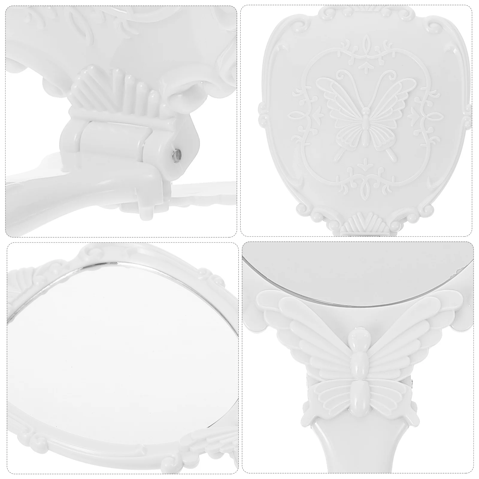 مرآة مكياج ريترو محمولة قابلة للطي، مرآة محمولة باليد لمس أثناء التنقل، ملحقات مكياج خفيفة الوزن للفتيات #2