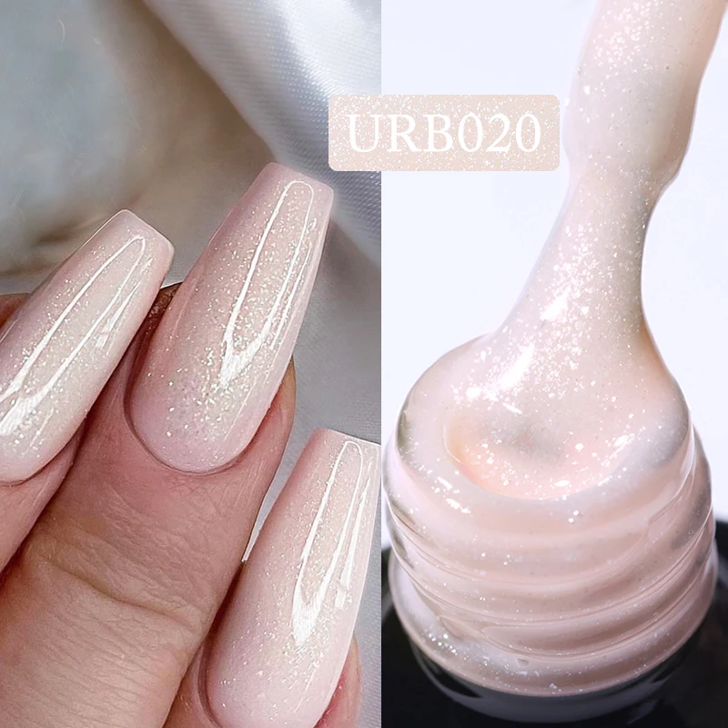 UR SUGAR 7ml Glitter Rubber Base Gel Gold Glitter Purple Pink Nude Color Soak Off UV LED Self-leveling Gel Varnish Manicure