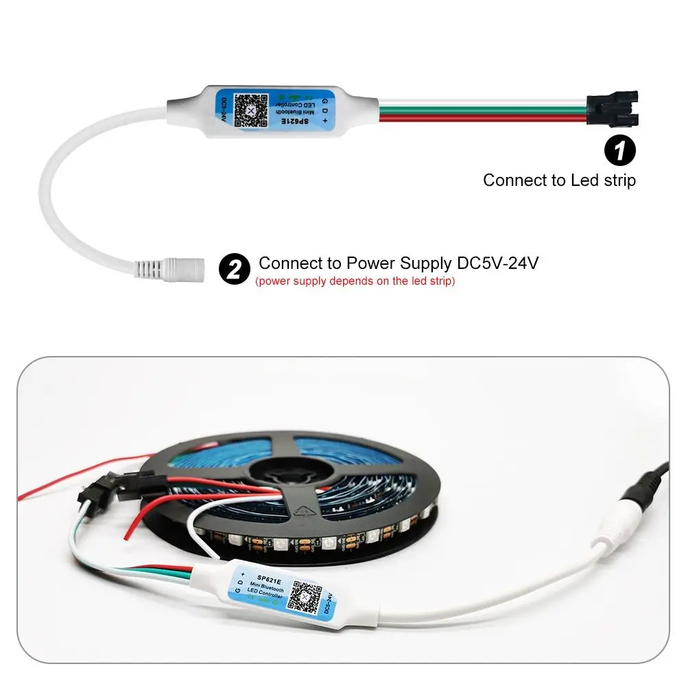 Piexls Music Bluetooth App Controller Addressable DC5-24V Light Controller 3 PIN SP621E for WS2812B WS2811