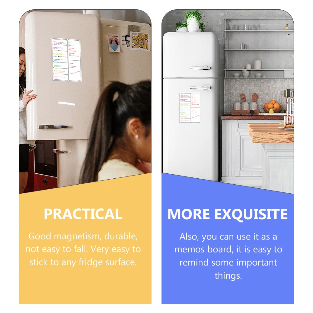 لوحة تقويم مغناطيسية للثلاجة، تخطيط واضح لإعداد الوجبات الأسبوعية وتنظيم الأسرة، سطح كتابة مقاوم للخدش