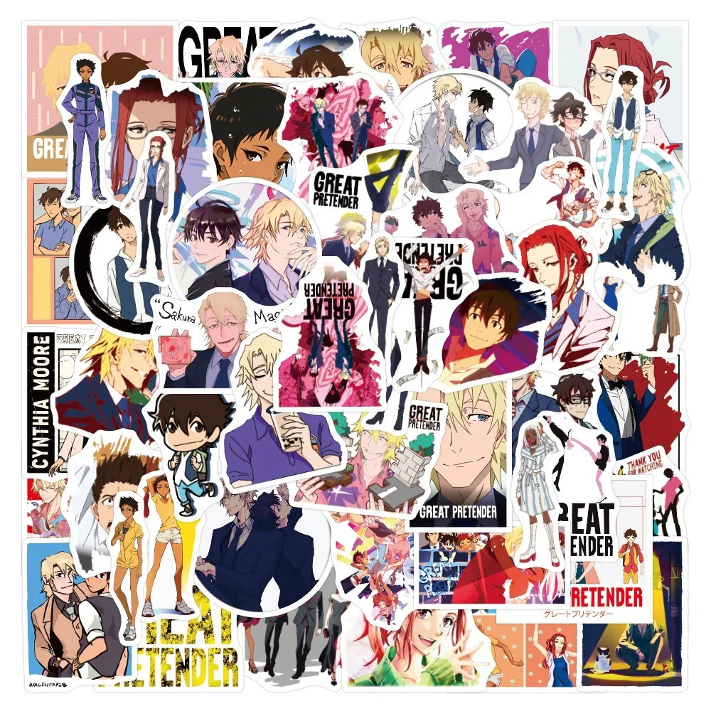 50pcs Anime Cartoon Japanese Removable Graffiti Decor Stickers for Luggage, Notebook, Water Bottle & Electric Scooter