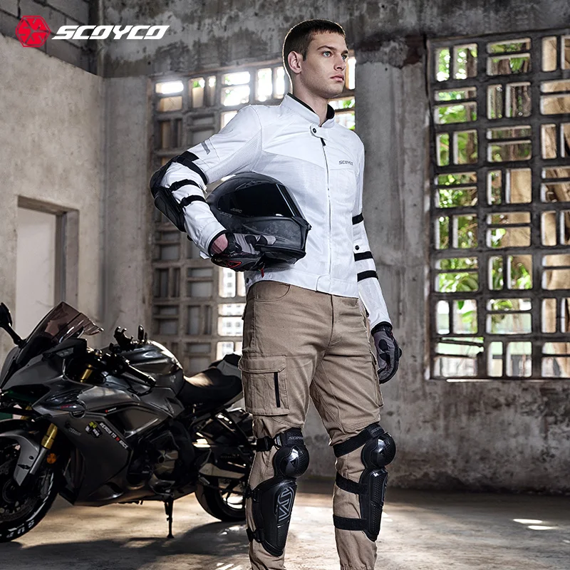 

Scoyco Motorcycle Knee Shin Guard Pads for Men Anti-Slip 4PCS Protector Adjustable Elbow pad Protection Armor Racing