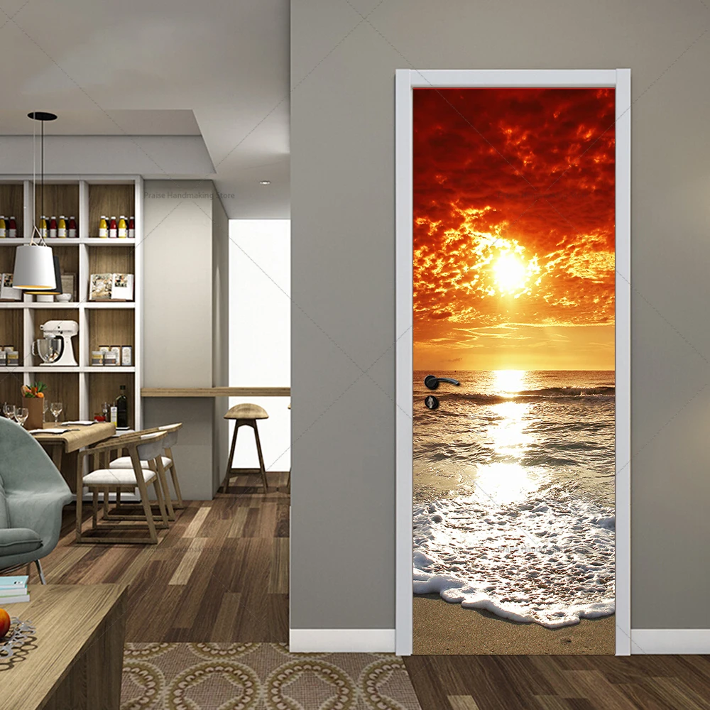 

Bathroom Sliding Door Whole Door Cover Refrigerator Decorative Sticker Removable Waterproof Self-adhesive Mural