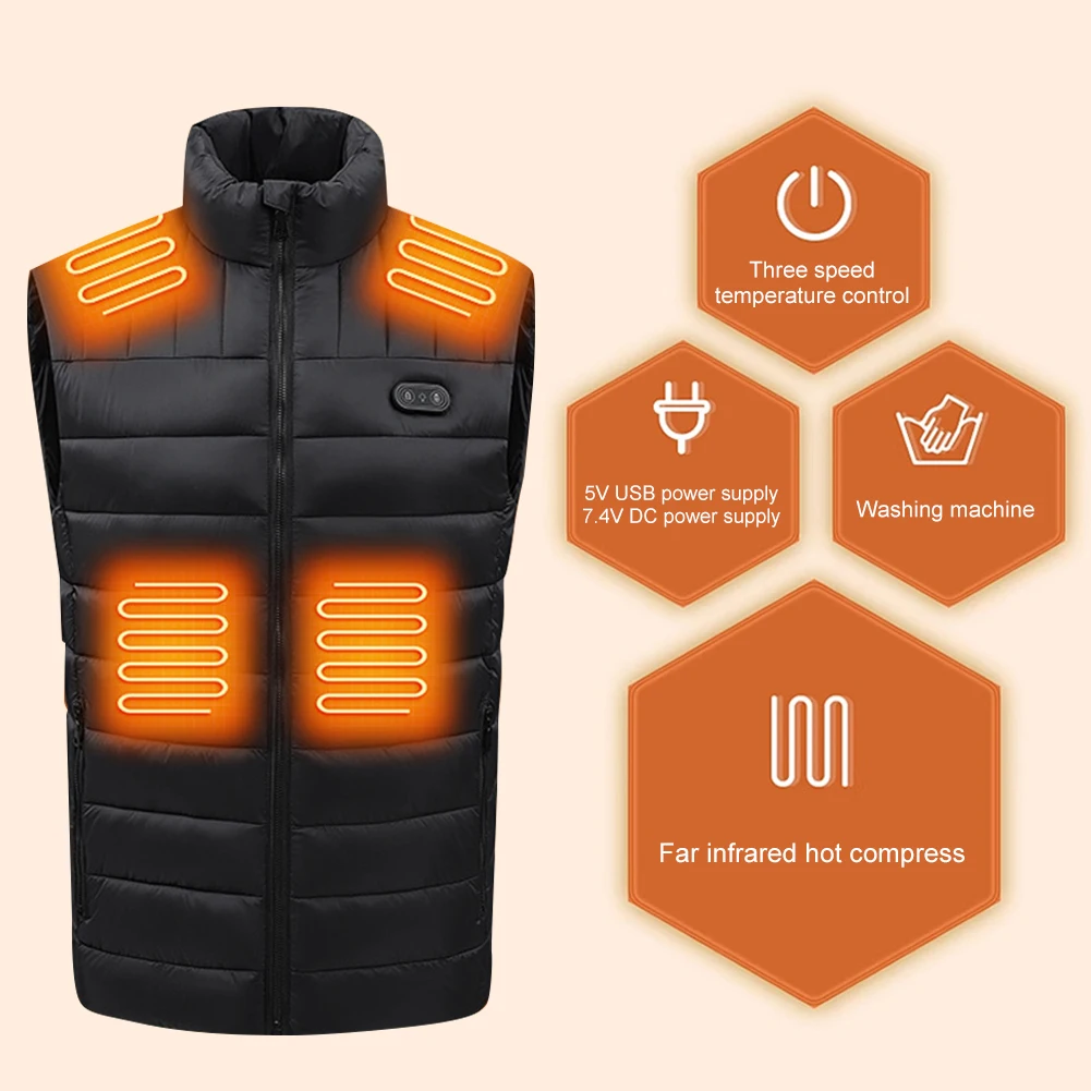 Heated Vest Thermal Vest 3 Level Adjustable 15 Areas Heated Electric Heating Gilet USB Charging Smart Heating Vest for Men Women