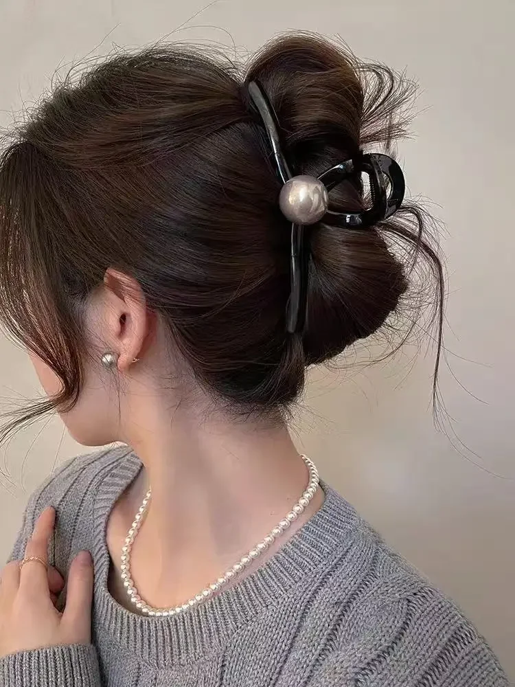 Große, einfache Wellen-Haarspange für Frauen, elegante Hai-Klemme, 2025, neuer Stil, Hinterkopf-Dutt-Haar-Accessoire