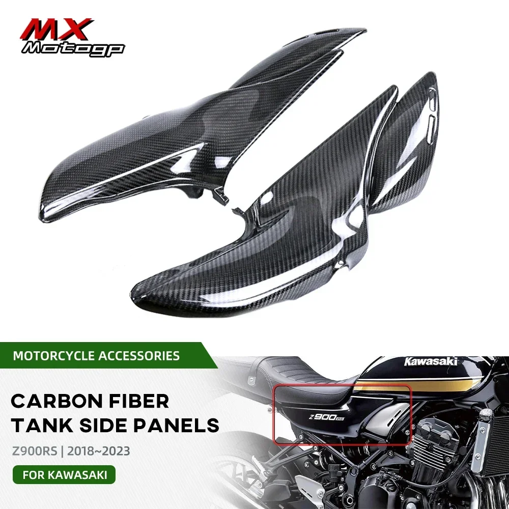 For KAWASAKI Z900RS 2018-2023 Z900 RS 2022 Motorcycle Carbon Fiber Fuel Tank Side Panels Cover Fairing Kits Accessories