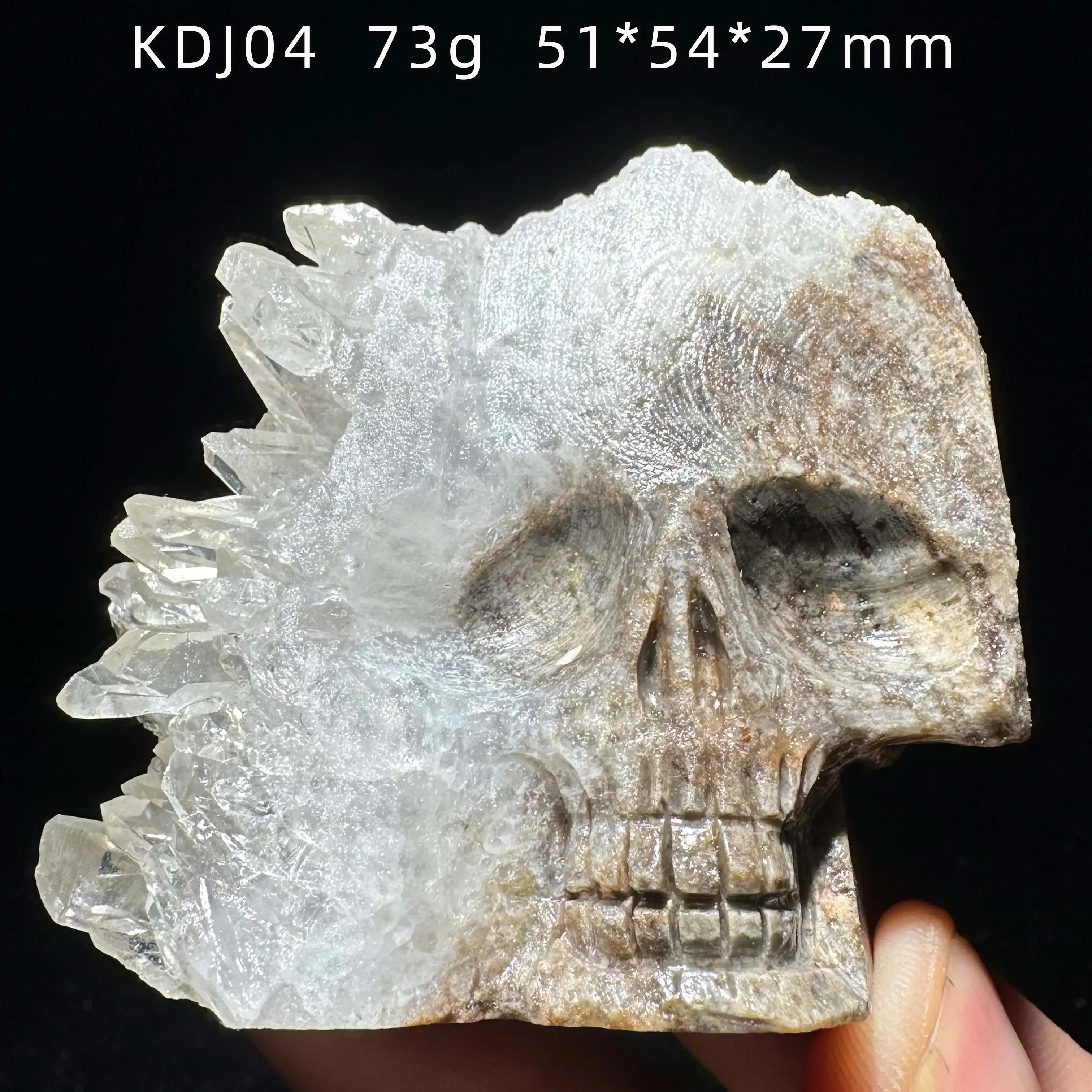 天然手彫りクリスタルスカルスラブ未研磨クリアクォーツクラスタースライスチャクラレイキヒーリングストーン家の装飾品
