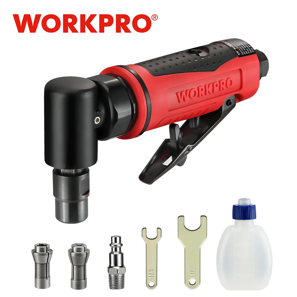 WORKPRO Air Angle Die Grinder 1/4'' Pneumatic Right Pneumatic Angle Grinder Air-Powered 90 Degree for Grinding Cutting Polishing