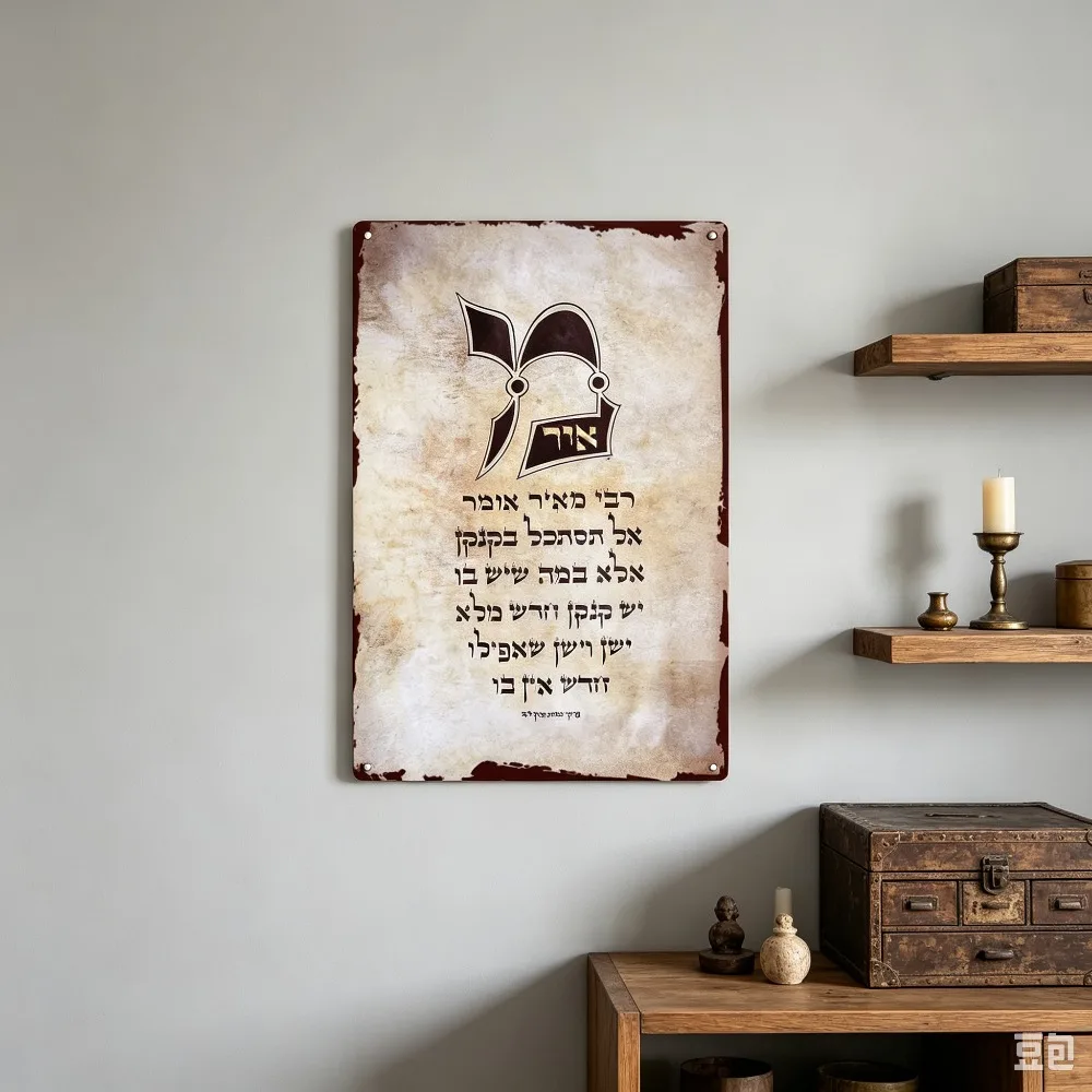 CIFBUY Vintage Hebrew Torah Script Aluminum Wall Art Waterproof Weather Resistant Metal Sign for Home  Living Room Wall Decor view 2