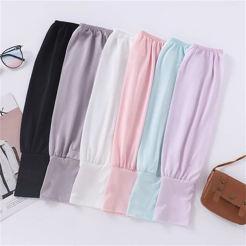 

New Ice Silk Sleeve Sunscreen Cuff Arm Sleeves Uv Sun Protect Anti-Slip Summer Men Women Black White Gloves Outdoor Riding Glove