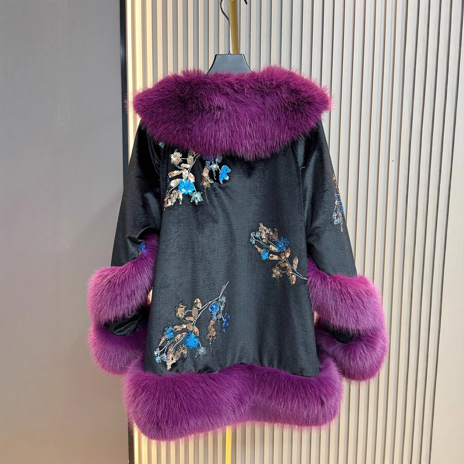 2025 خريف شتاء موضة جديدة الثقيلة الحرفية فو الفراء معطف الترتر سميكة معطف دافئ المرأة تقليد الثعلب الفراء Vintage #4