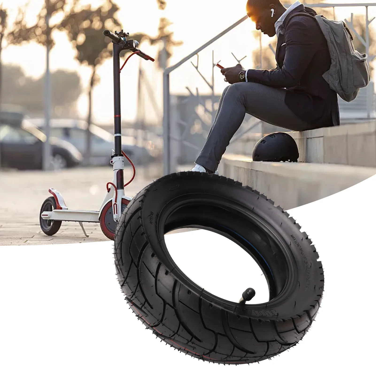 ZK30 10 Inch Tire and Inner Tube Set Rubber Strong Grip Anti Skid 80/65‑6 Electric Scooter Inner Outer Tire Set