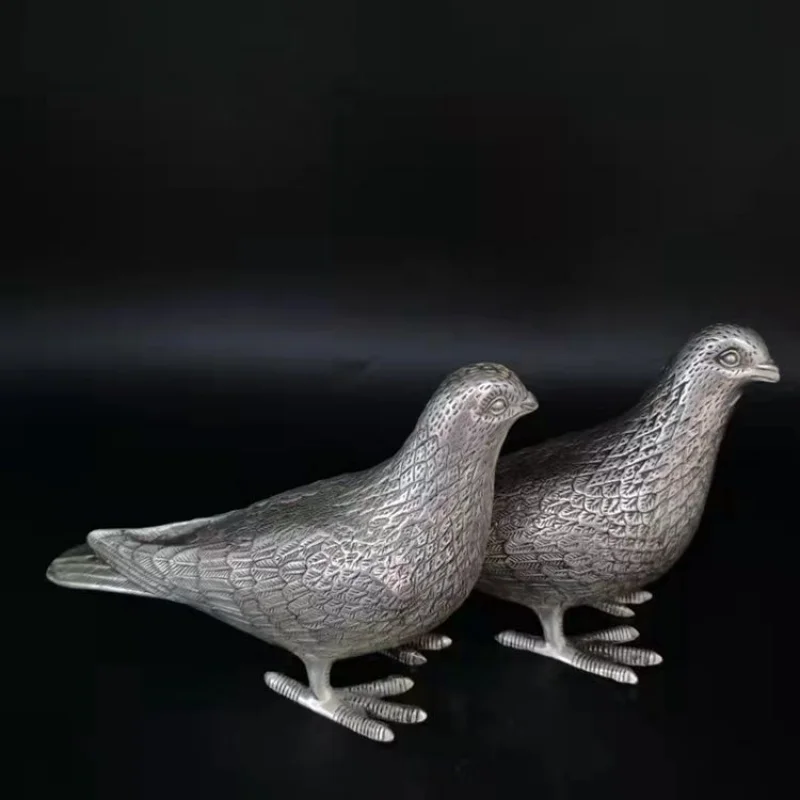 

Antique Bronze Antique Old White Copper Peace Dove Peacock a Pair of Ornaments Home Crafts Gift Decorations