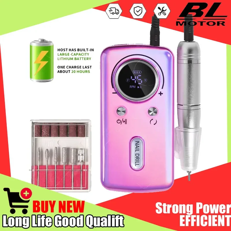 

45000RPM Rechargeable Nail Drill Machine Electric Portable Nail File Nail Sander for Gel Nails Polishing For Home Manicure Salon