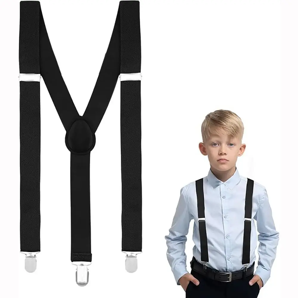 New Adjustable Kids Suspenders Elastic Solid Color Kids Braces Children Belt
