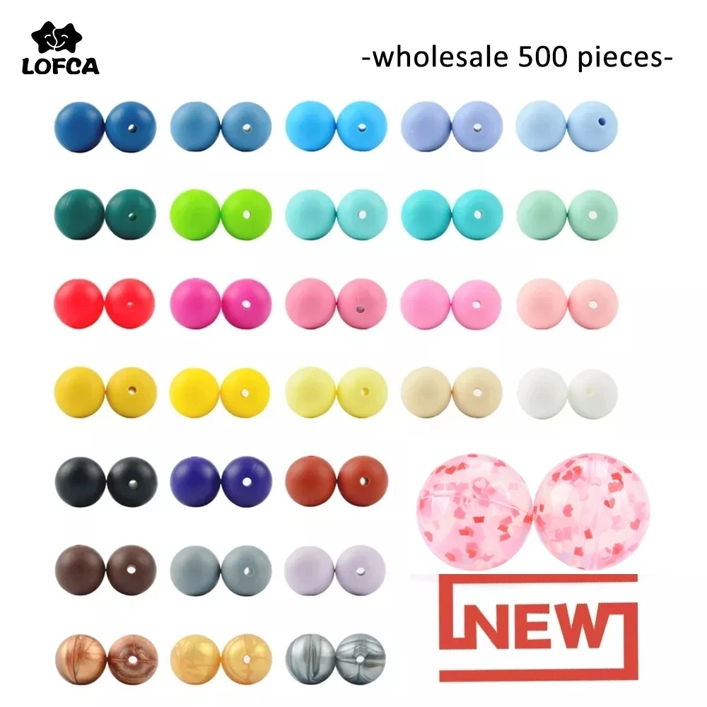 Silikon Perle Großhandel 500 teile/los Silikon Perlen 12mm & 15mm Runde Form Baby Beißring Silikon BPA freies DIY Zahnen Zubehör