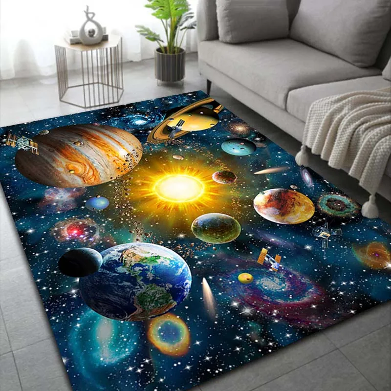 LARGE SIZE 3D Solar System Children's Room Living Room Carpet Planet Rug Kids Bedroom Anti-slip Mat Home Decor Play Crawling Mat