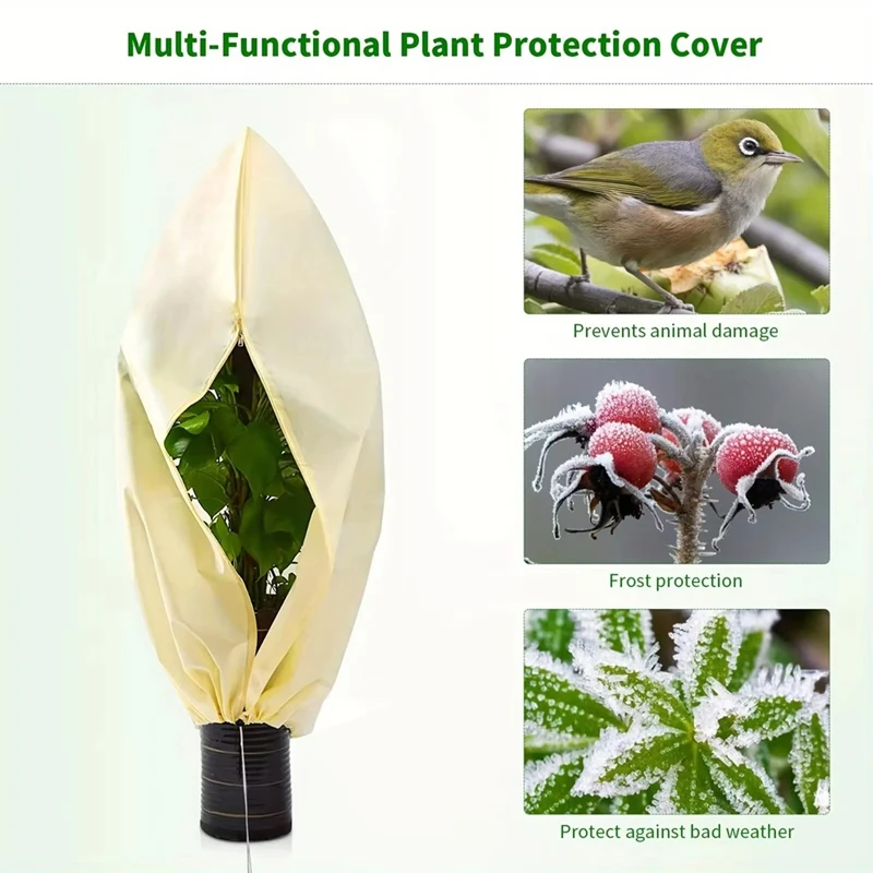 2Pc 80X120cm Winter Protection Bag Against Freeze For Plant Cover Garden Plant With Zip Drawstring Breathable