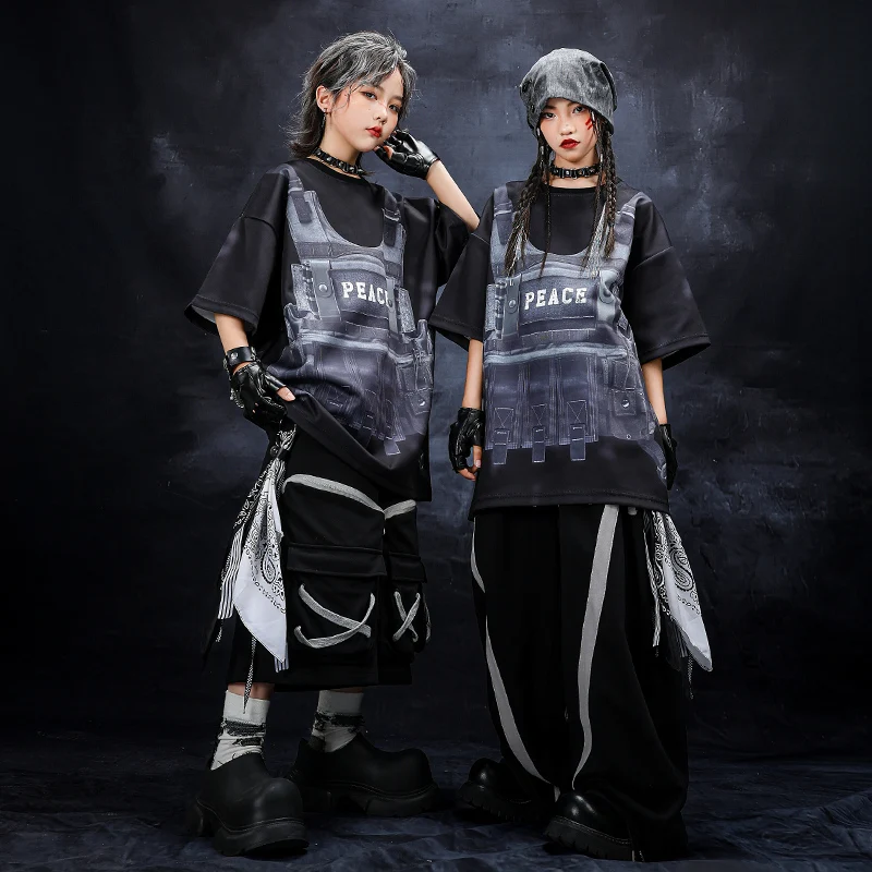 

Kids Hip Hop Clothing Sets Streetwear Children Boys Girls Hip Hop Loose Casual Short Sleeve T-shirt Shorts Sets Kids Tracksuits