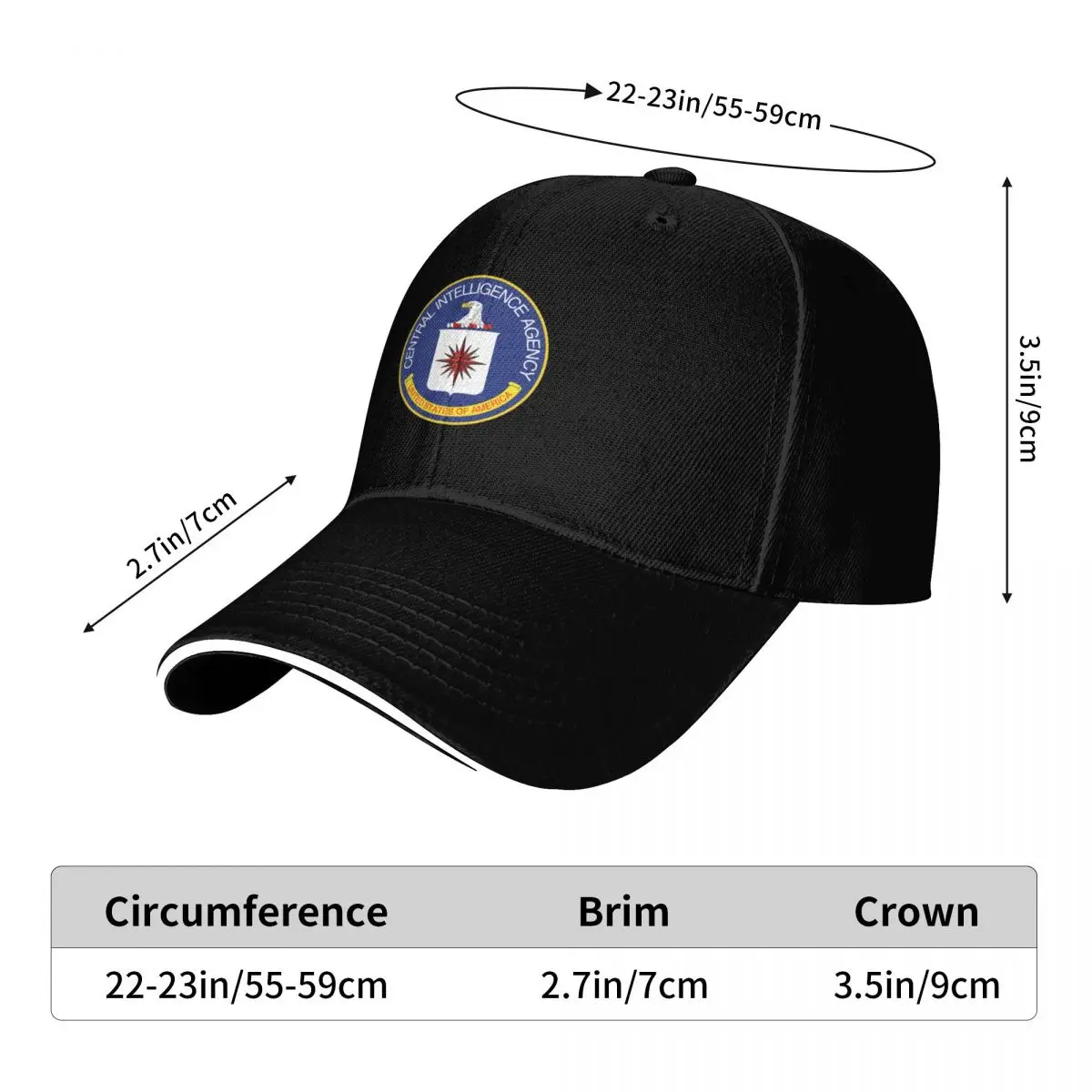CIA Central Intelligence Agency Logo Baseball Cap Contrast Two Tone Brim Snapback Flat Bill Strapback Dad Hat - view 6