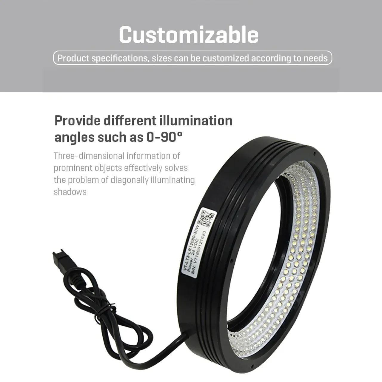 Diffuser 24V LED RGB IP68 ODM/OEM Smart Vision CCS Shadowless Ring Light for Scratches Detection