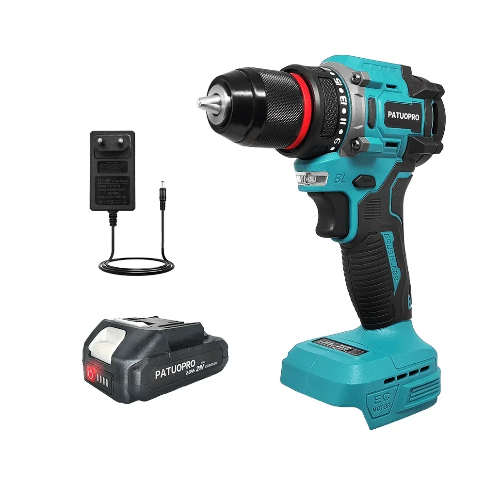 10mm Cordless Drill Rechargeable Brushless Screwdriver 2 Speed Drill Driver Handheld Power Tools For Makita 18V Battery