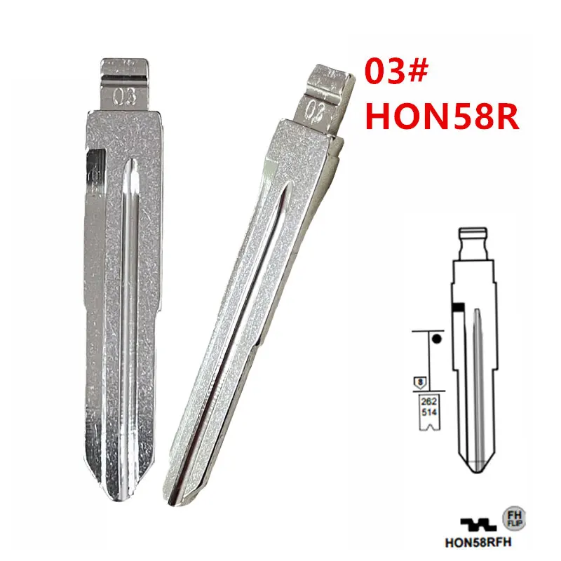 10pcs 03# HON58R HON58RFH Car Key Blank LISHI Metal Uncut Blank Flip Remote Key Blade for HOnda for Keydiy KD Xhorse VVDI JMD