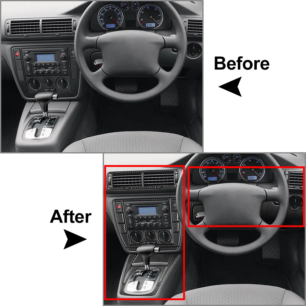 31PCS/Set Carbon Fiber Pattern Car Interior Full Cover Kits Decorative For Volkswagen Passat B5 2001 2002 2003 2004 2005 RHD