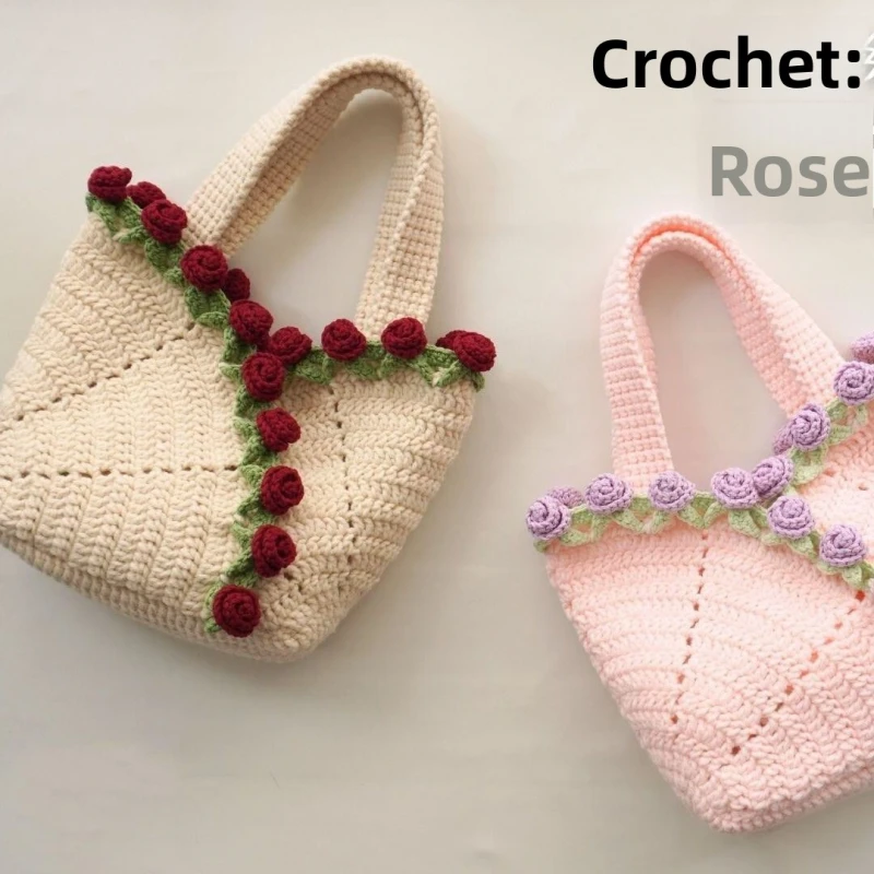 

Crochet Rose Flower BagdiyHandmade Yarn Crochet Flower Bag Kit Transforms into Rose Blanket