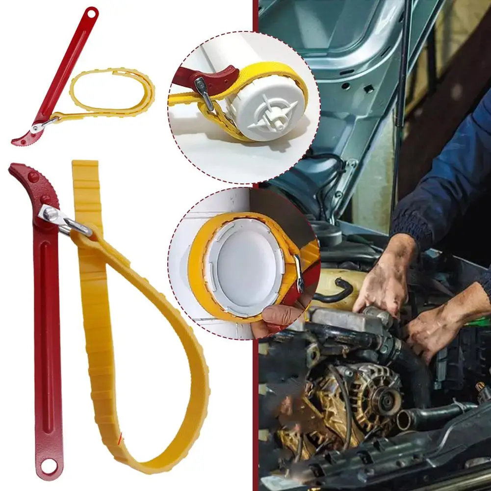 Adjustable Oil Filter Puller Belt Wrench Steel Handle Automobile Car Repair Tool Fuel Filter Strap Opener Chain Spanner