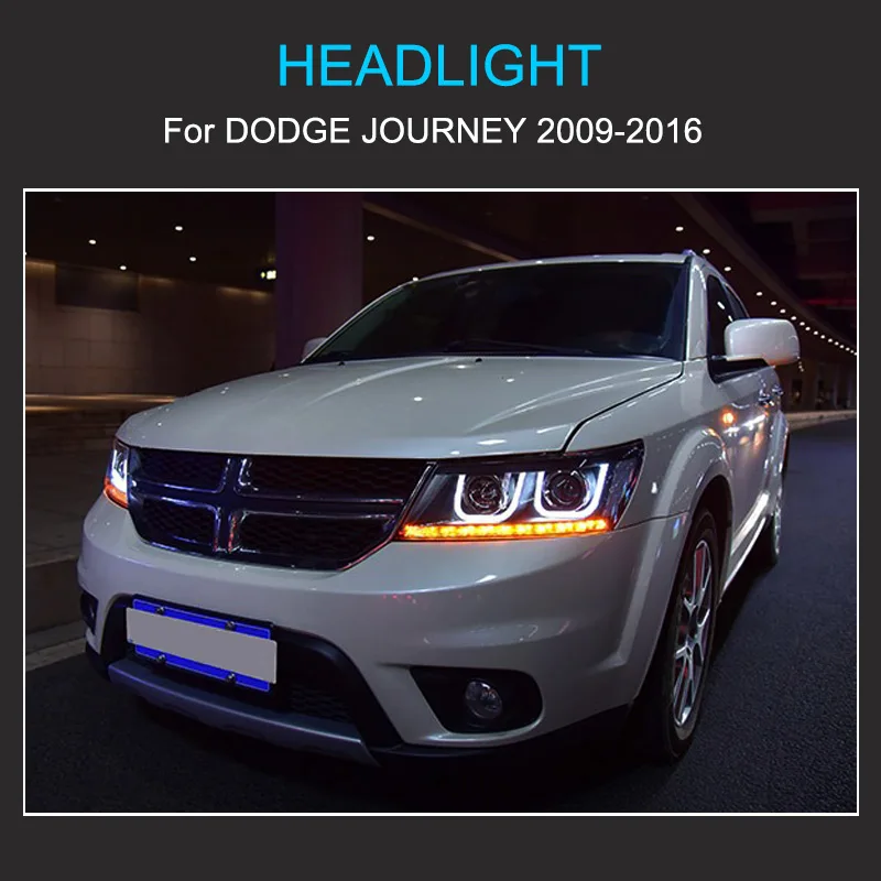 1 paio di fari a LED per fari Dodge Journey 2009-2016 con LED DRL che girano le lampade frontali dell\'obiettivo del proiettore