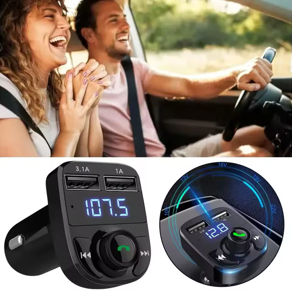 Transmissor FM Bluetooth Veicular com Carregador USB Duplo