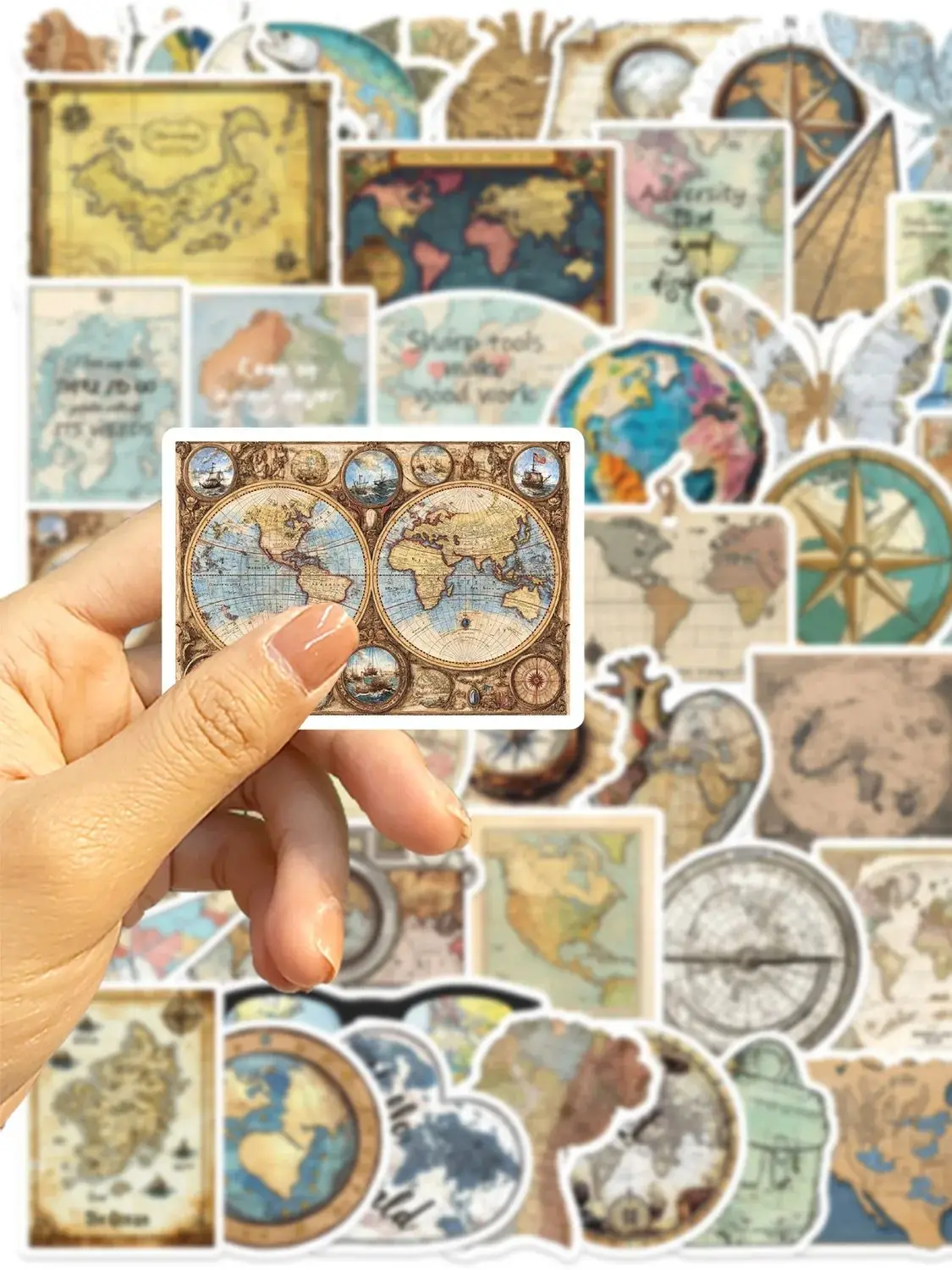 10/50pcs Rétro Carte du Monde Dessin Animé Graffiti Autocollants BRICOLAGE Téléphone Guitare Ordinateur Portable Valise Tasse Autocollant Étanche Enfants Jouet