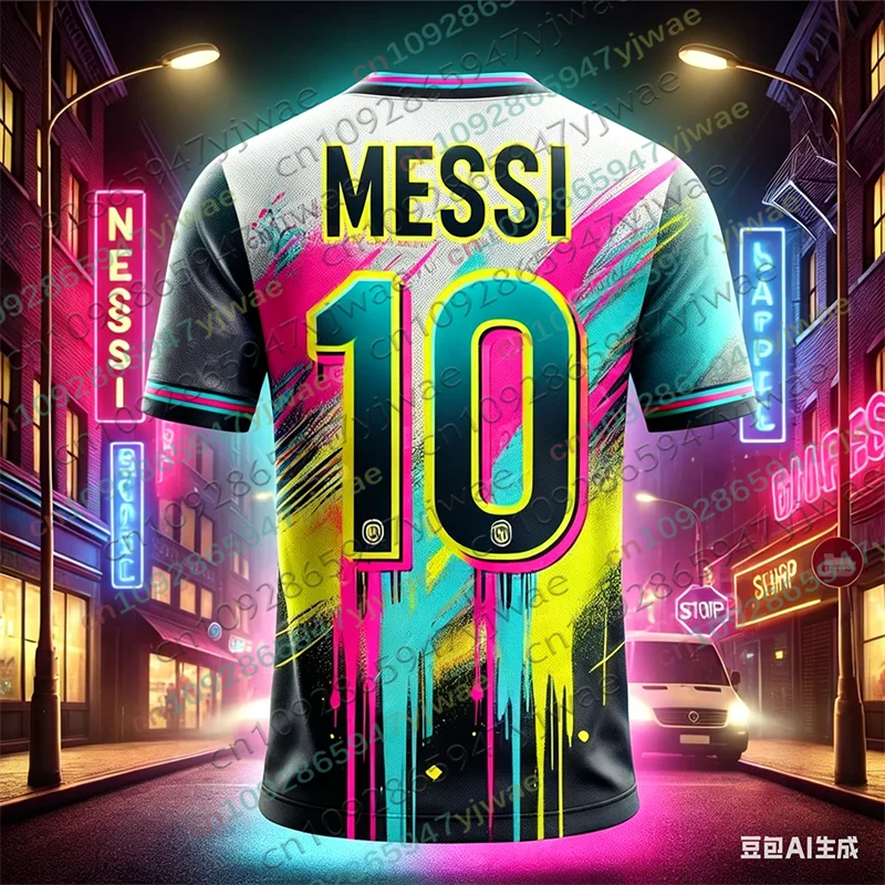 2026 Special Edition Graffiti Messi No.10 Football Jersey Training Uniform Breathable Oversize Unisex Sport Parent-child Tshirt