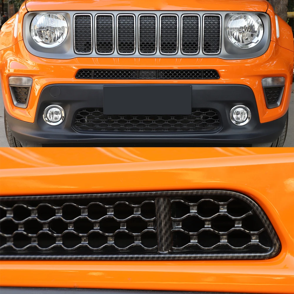 Car Exterior Front Grille Insect Net Mesh Decorative Trim Cover Decals for Jeep Renegade 2019 2020 2021 2022 2023 Accessories